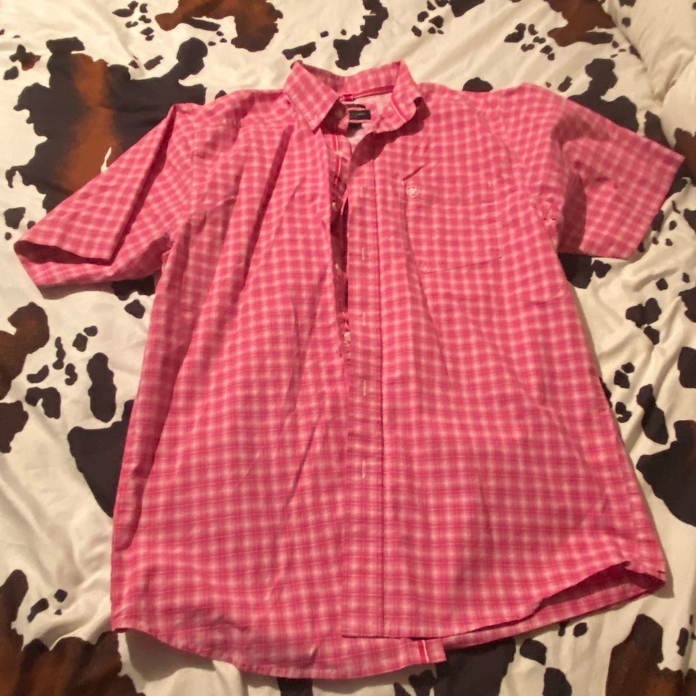 Pink Checkered Short Sleeve Shirt